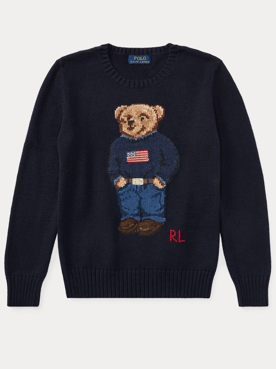 Polo Ralph Lauren Other - POLO Ralph Lauren Boys Navy Blue Classic Bear Knit Sweater 7/8 EUC